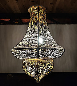 しずく型 モロカンスタイルのホワイトペンダントランプ - ニッケルアンティック【高さ：55cm】 - サブ3