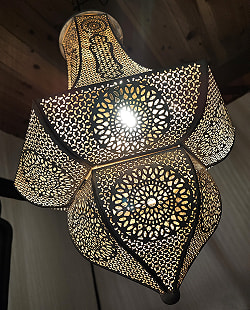 しずく型 モロカンスタイルのホワイトペンダントランプ - ニッケルアンティック【高さ：55cm】 - サブ4