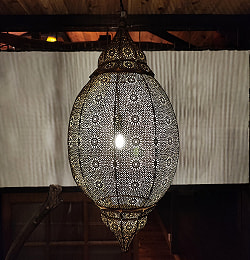 しずく型 モロカンスタイルのゴールドペンダントランプ - ブラスアンティック【高さ：71cm 特大・限定入荷・再入荷なし】 - サブ3