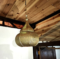 かぼちゃ形モロカンスタイルのゴールドペンダントランプ - ブラスアンティック【高さ：38cm 】 - サブ4