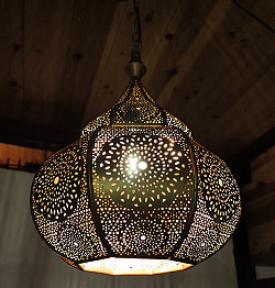 かぼちゃ形モロカンスタイルのゴールドペンダントランプ - ブラスアンティック【高さ：38cm 】 - サブ5