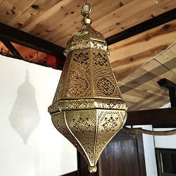 円錐形モロカンスタイルのゴールドペンダントランプ - ブラスアンティック【高さ：40.5cm 】 - サブ2