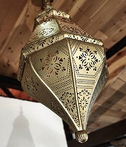 円錐形モロカンスタイルのゴールドペンダントランプ - ブラスアンティック【高さ：40.5cm 】 - サブ3