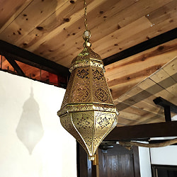 円錐形モロカンスタイルのゴールドペンダントランプ - ブラスアンティック【高さ：40.5cm 】 - サブ4