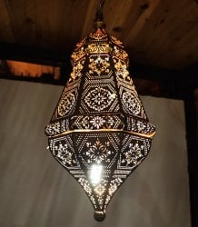 円錐形モロカンスタイルのゴールドペンダントランプ - ブラスアンティック【高さ：40.5cm 】