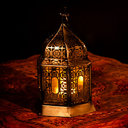 モロッコスタイル　キャンドルランタン 吊り下げ／スタンド兼用【ロウソク風LEDキャンドル付き】 高さ：20cm 幅：12.5cm程度 - サブ2