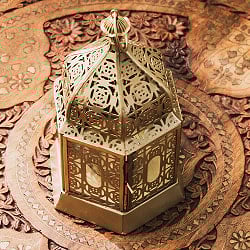 モロッコスタイル　キャンドルランタン 吊り下げ／スタンド兼用【ロウソク風LEDキャンドル付き】 高さ：20cm 幅：12.5cm程度 - サブ3