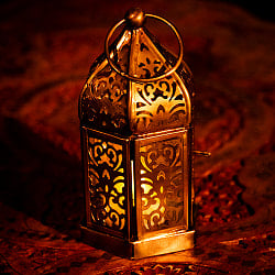 モロッコスタイル　キャンドルランタン 吊り下げ／スタンド兼用【ロウソク風LEDキャンドル付き】 高さ：14cm 幅：8cm程度 - サブ2