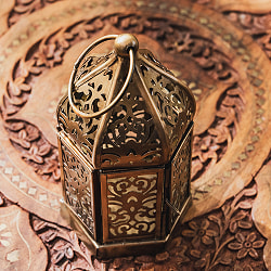 モロッコスタイル　キャンドルランタン 吊り下げ／スタンド兼用【ロウソク風LEDキャンドル付き】 高さ：14cm 幅：8cm程度 - サブ3