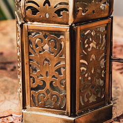 モロッコスタイル　キャンドルランタン 吊り下げ／スタンド兼用【ロウソク風LEDキャンドル付き】 高さ：14cm 幅：8cm程度 - サブ5