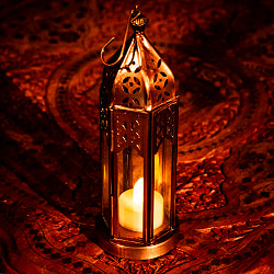 モロッコスタイル　キャンドルランタン 吊り下げ／スタンド兼用【ロウソク風LEDキャンドル付き】 高さ：22cm 幅：7cm程度 - サブ2