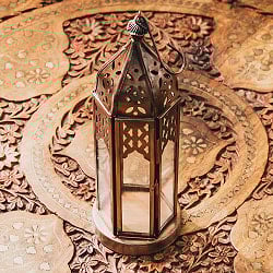 モロッコスタイル　キャンドルランタン 吊り下げ／スタンド兼用【ロウソク風LEDキャンドル付き】 高さ：22cm 幅：7cm程度 - サブ3