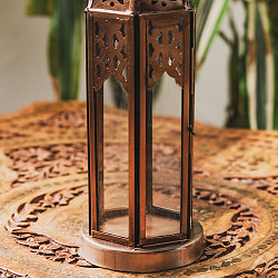 モロッコスタイル　キャンドルランタン 吊り下げ／スタンド兼用【ロウソク風LEDキャンドル付き】 高さ：22cm 幅：7cm程度 - サブ5