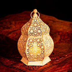 モロッコスタイル　キャンドルランタン 吊り下げ／スタンド兼用【ロウソク風LEDキャンドル付き】 高さ：17cm 幅：9cm程度 - サブ2