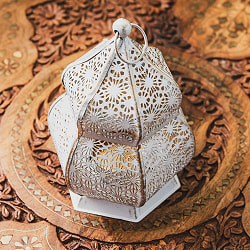 モロッコスタイル　キャンドルランタン 吊り下げ／スタンド兼用【ロウソク風LEDキャンドル付き】 高さ：17cm 幅：9cm程度 - サブ3