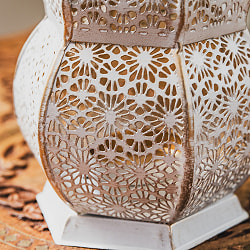 モロッコスタイル　キャンドルランタン 吊り下げ／スタンド兼用【ロウソク風LEDキャンドル付き】 高さ：17cm 幅：9cm程度 - サブ5