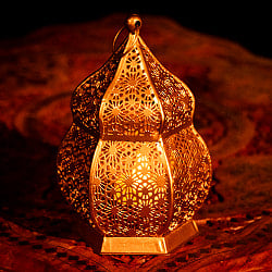 モロッコスタイル　キャンドルランタン 吊り下げ／スタンド兼用【ロウソク風LEDキャンドル付き】 高さ：16.5cm 幅：9cm程度 - サブ2