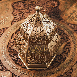 モロッコスタイル　キャンドルランタン 吊り下げ／スタンド兼用【ロウソク風LEDキャンドル付き】 高さ：16.5cm 幅：9cm程度 - サブ3