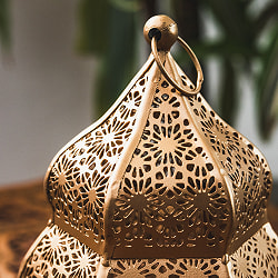 モロッコスタイル　キャンドルランタン 吊り下げ／スタンド兼用【ロウソク風LEDキャンドル付き】 高さ：16.5cm 幅：9cm程度 - サブ4