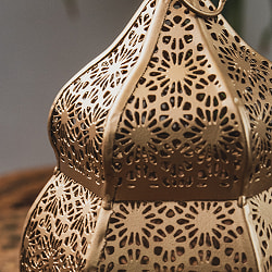 モロッコスタイル　キャンドルランタン 吊り下げ／スタンド兼用【ロウソク風LEDキャンドル付き】 高さ：16.5cm 幅：9cm程度 - サブ5