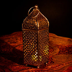 モロッコスタイル　キャンドルランタン 吊り下げ／スタンド兼用【ロウソク風LEDキャンドル付き】 高さ：22.5cm 幅：6.5cm程度 - サブ2