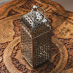 モロッコスタイル　キャンドルランタン 吊り下げ／スタンド兼用【ロウソク風LEDキャンドル付き】 高さ：22.5cm 幅：6.5cm程度 - サブ3