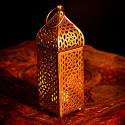 モロッコスタイル　キャンドルランタン 吊り下げ／スタンド兼用【ロウソク風LEDキャンドル付き】 高さ：22.5cm 幅：6.5cm程度 - サブ2