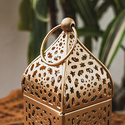 モロッコスタイル　キャンドルランタン 吊り下げ／スタンド兼用【ロウソク風LEDキャンドル付き】 高さ：22.5cm 幅：6.5cm程度 - サブ4