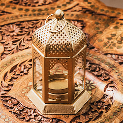 モロッコスタイル　キャンドルランタン 吊り下げ／スタンド兼用【ロウソク風LEDキャンドル付き】 高さ：13.5cm 幅：7cm程度 - サブ3