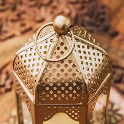 モロッコスタイル　キャンドルランタン 吊り下げ／スタンド兼用【ロウソク風LEDキャンドル付き】 高さ：13.5cm 幅：7cm程度 - サブ4