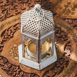モロッコスタイル　キャンドルランタン 吊り下げ／スタンド兼用【ロウソク風LEDキャンドル付き】 高さ：13.5cm 幅：7cm程度 - サブ3