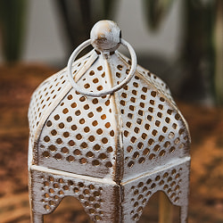 モロッコスタイル　キャンドルランタン 吊り下げ／スタンド兼用【ロウソク風LEDキャンドル付き】 高さ：13.5cm 幅：7cm程度 - サブ4