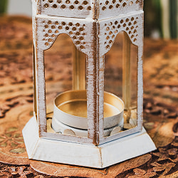 モロッコスタイル　キャンドルランタン 吊り下げ／スタンド兼用【ロウソク風LEDキャンドル付き】 高さ：13.5cm 幅：7cm程度 - サブ5