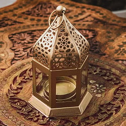 モロッコスタイル　キャンドルランタン 吊り下げ／スタンド兼用【ロウソク風LEDキャンドル付き】 高さ：13.5cm 幅：8cm程度 - サブ3
