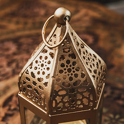 モロッコスタイル　キャンドルランタン 吊り下げ／スタンド兼用【ロウソク風LEDキャンドル付き】 高さ：13.5cm 幅：8cm程度 - サブ4