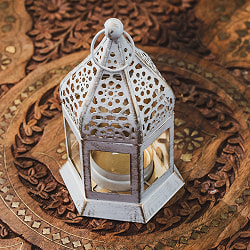 モロッコスタイル　キャンドルランタン 吊り下げ／スタンド兼用【ロウソク風LEDキャンドル付き】 高さ：13.5cm 幅：8cm程度 - サブ3
