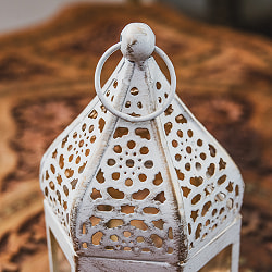 モロッコスタイル　キャンドルランタン 吊り下げ／スタンド兼用【ロウソク風LEDキャンドル付き】 高さ：13.5cm 幅：8cm程度 - サブ4