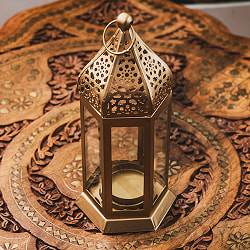 モロッコスタイル　キャンドルランタン 吊り下げ／スタンド兼用【ロウソク風LEDキャンドル付き】 高さ：18cm 幅：7cm程度 - サブ3