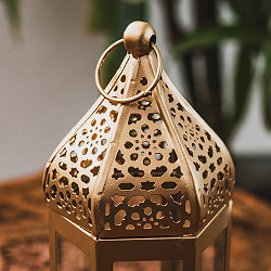 モロッコスタイル　キャンドルランタン 吊り下げ／スタンド兼用【ロウソク風LEDキャンドル付き】 高さ：18cm 幅：7cm程度 - サブ4