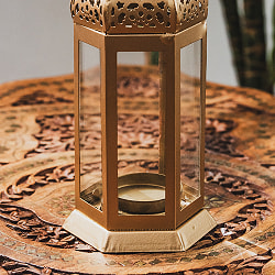 モロッコスタイル　キャンドルランタン 吊り下げ／スタンド兼用【ロウソク風LEDキャンドル付き】 高さ：18cm 幅：7cm程度 - サブ5