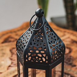 モロッコスタイル　キャンドルランタン 吊り下げ／スタンド兼用【ロウソク風LEDキャンドル付き】 高さ：18cm 幅：7cm程度 - サブ4
