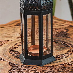 モロッコスタイル　キャンドルランタン 吊り下げ／スタンド兼用【ロウソク風LEDキャンドル付き】 高さ：18cm 幅：7cm程度 - サブ5