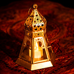 モロッコスタイル　キャンドルランタン 吊り下げ／スタンド兼用【ロウソク風LEDキャンドル付き】 高さ：17cm 幅：10.5cm程度 - サブ2