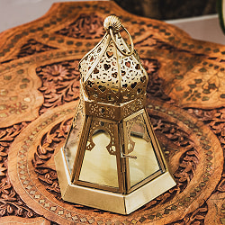 モロッコスタイル　キャンドルランタン 吊り下げ／スタンド兼用【ロウソク風LEDキャンドル付き】 高さ：17cm 幅：10.5cm程度 - サブ3