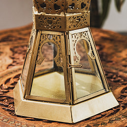 モロッコスタイル　キャンドルランタン 吊り下げ／スタンド兼用【ロウソク風LEDキャンドル付き】 高さ：17cm 幅：10.5cm程度 - サブ5