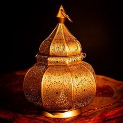 モロッコスタイル キャンドルランタン 吊り下げ/スタンド兼用【ロウソク風LEDキャンドル付き】 高さ:28cm 幅:20cm程度