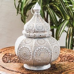 モロッコスタイル キャンドルランタン 吊り下げ/スタンド兼用【ロウソク風LEDキャンドル付き】 高さ:28cm 幅:20cm程度