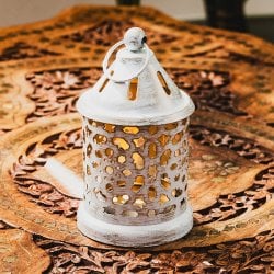 モロッコスタイル キャンドルランタン 吊り下げ/スタンド兼用【ロウソク風LEDキャンドル付き】 高さ:10.5cm 幅:6cm程度