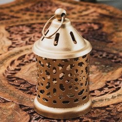 モロッコスタイル キャンドルランタン 吊り下げ/スタンド兼用【ロウソク風LEDキャンドル付き】 高さ:10.5cm 幅:6cm程度