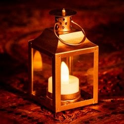 モロッコスタイル キャンドルランタン 吊り下げ/スタンド兼用【ロウソク風LEDキャンドル付き】 高さ:11.5cm 幅:6cm程度